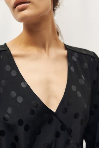 Vestido recto de lunares - Negro