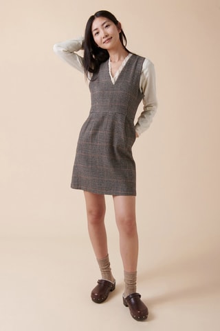 Vestido trapecio Rocheuse - Crudo y negro