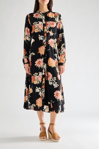 Vestido camisero Floral - Negro