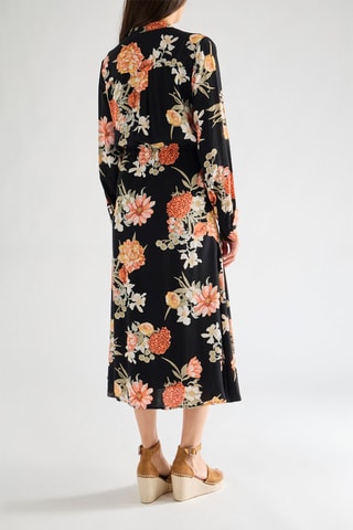 Vestido camisero Floral - Negro