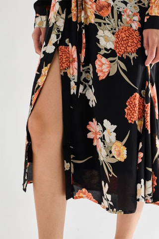 Vestido camisero Floral - Negro
