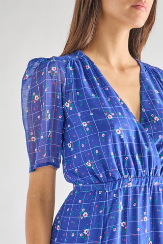 Vestido midi Floral - Azul