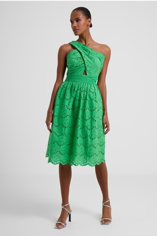 Vestido asimétrico con bordado inglés Appelona - Verde
