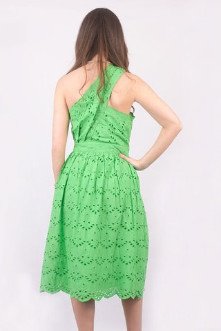 Vestido asimétrico con bordado inglés Appelona - Verde