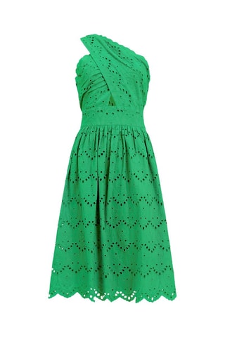 Vestido asimétrico con bordado inglés Appelona - Verde