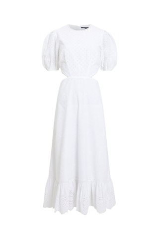 Vestido midi con bordado inglés Esse - Blanco