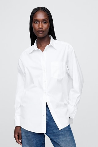 Camisa oversize de algodón orgánico - Blanco