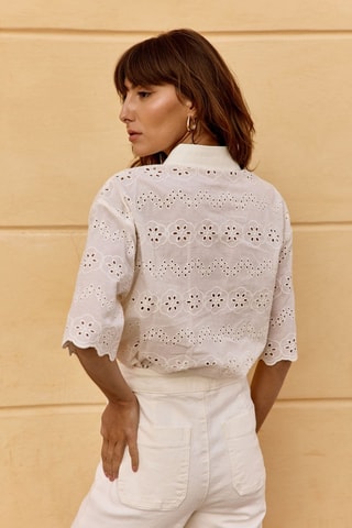 Camisa con bordado inglés Carlie - Beige