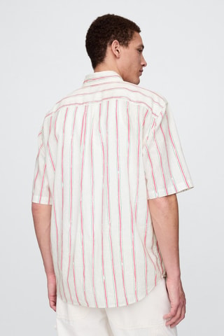 Camisa de lino - Verde oscuro y blanco