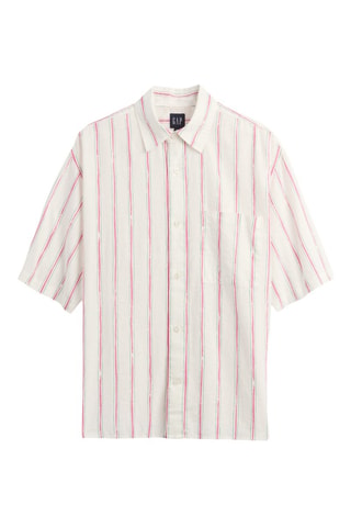 Camisa de lino - Verde oscuro y blanco
