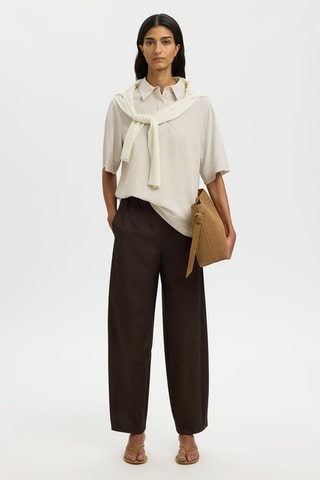 Polo de lino y algodón orgánico - Beige - Selected