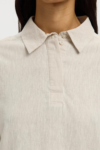 Polo de lino y algodón orgánico - Beige - Selected