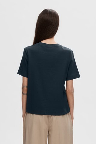Camiseta de algodón orgánico - Azul marino - Selected