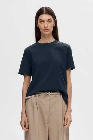 Camiseta de algodón orgánico - Azul marino - Selected