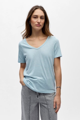 Camiseta de lino - Azul claro - Selected