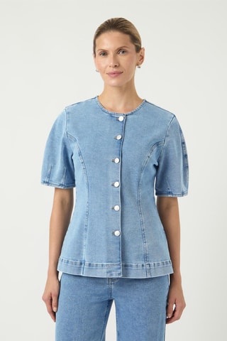 Blusa de algodón orgánico - Azul claro - Selected