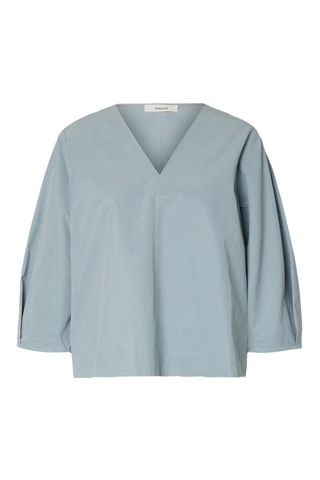 Blusa de algodón orgánico - Azul claro - Selected