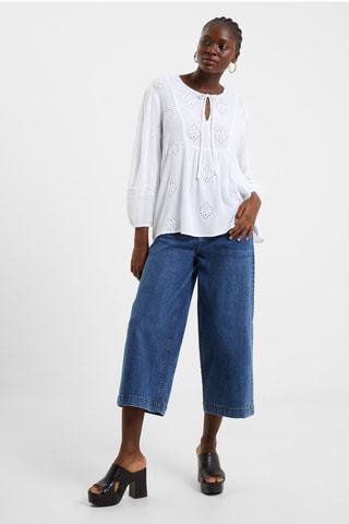 Blusa con bordado inglés Boho - Blanco