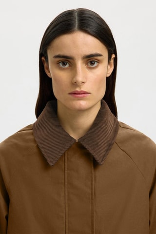 Chaqueta de algodón orgánico - Marrón - Selected