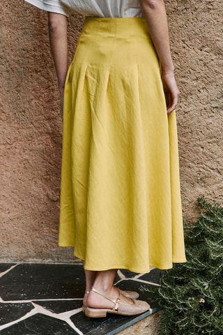 Falda plisada de talle alto Josiane - Amarillo