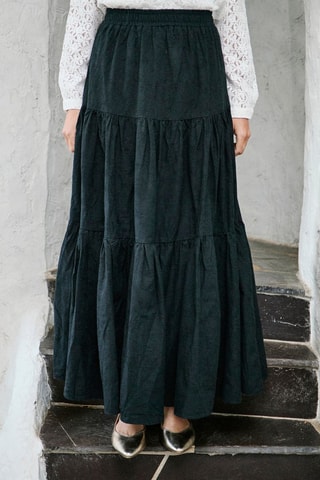 Falda larga de talle alto Janette - Negro