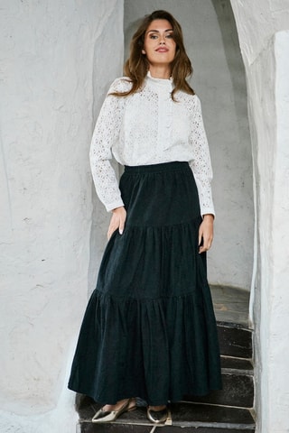 Falda larga de talle alto Janette - Negro