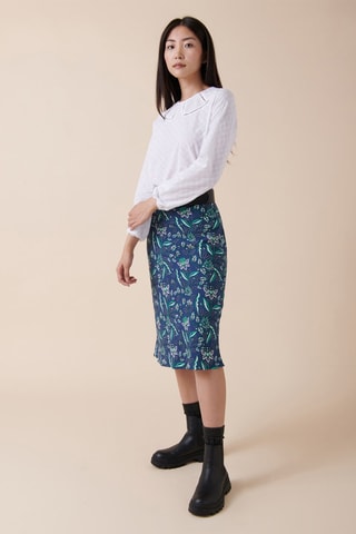 Falda midi de talle alto Junatica - Azul marino