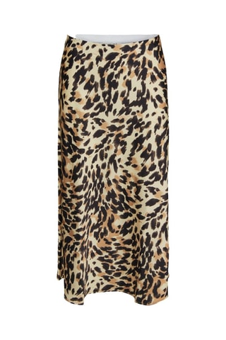 Falda midi de talle alto - Negro y beige - Yas