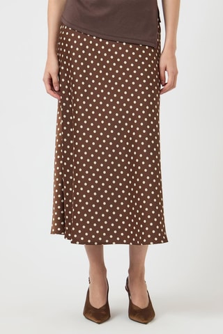 Falda midi - Marrón - Selected