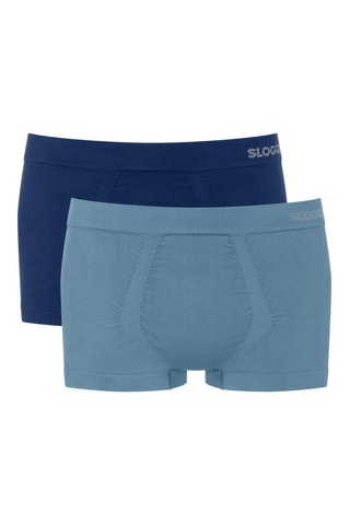 2 boxers en coton biologique GO Smooth - Bleu marine et bleu canard