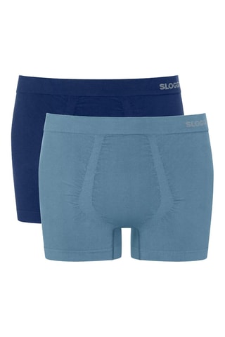 2 boxers longs en coton biologique Go Smooth - Bleu