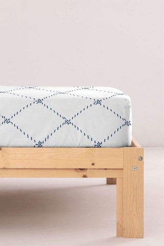 Drap-housse en percale de coton 78,6 fils/cm² Benicàssim - Bleu marine