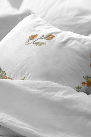 Taie d'oreiller en coton 78 fils/cm² Aldaia - Blanc et orange