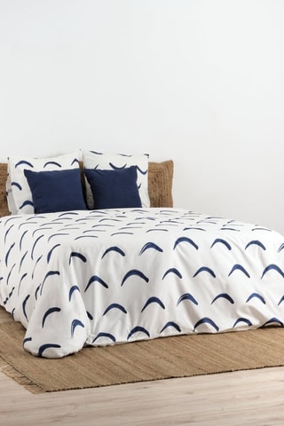 Housse de couette en coton 78 fils/cm² Calella  - Blanc et bleu