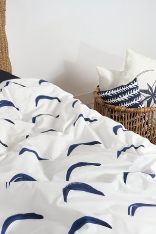 Housse de couette en coton 78 fils/cm² Calella  - Blanc et bleu