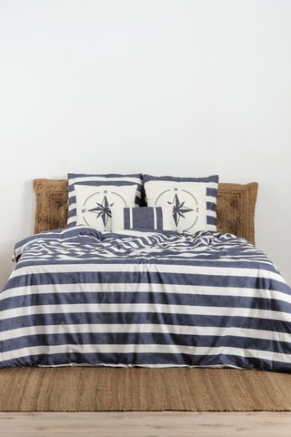 Housse de couette en coton 78 fils/cm² Vinarós - Bleu et blanc