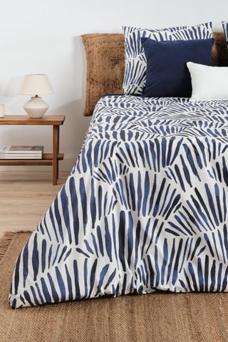 Housse de couette en coton 78 fils/cm² Gavina - Blanc et bleu