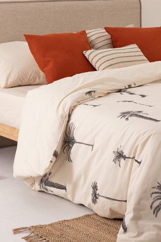 Housse de couette en satin de coton 157 fils/cm² Xativa  - Beige et noir