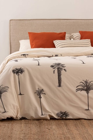 Housse de couette en satin de coton 157 fils/cm² Xativa  - Beige et noir