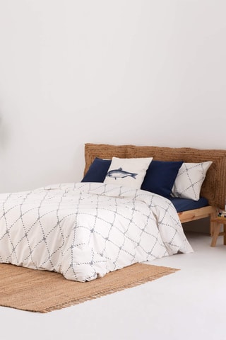Housse de couette en satin de coton 157 fils/cm² Benicàssim - Bleu cobalt