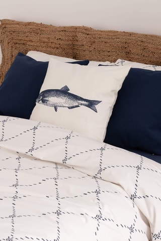 Housse de couette en satin de coton 157 fils/cm² Benicàssim - Bleu cobalt
