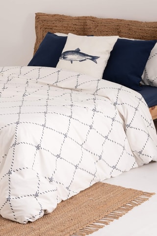 Housse de couette en satin de coton 157 fils/cm² Benicàssim - Bleu cobalt