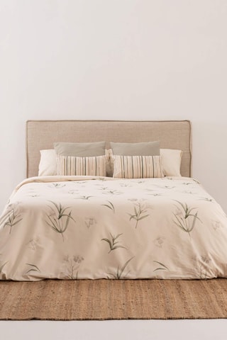 Housse de couette en satin de coton 157 fils/cm² Chelva - Beige et vert