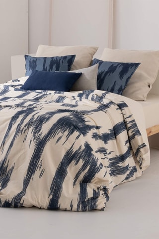 Housse de couette en satin de coton 157 fils/cm² Mahon - Bleu marine