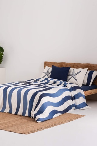 Housse de couette en satin de coton 157 fils/cm² Albir - Bleu cobalt