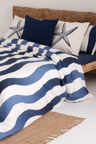 Housse de couette en satin de coton 157 fils/cm² Albir - Bleu cobalt