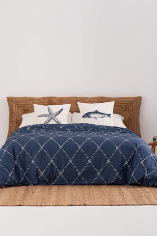 Housse de couette en satin de coton 157 fils/cm² Benicàssim - Bleu cobalt