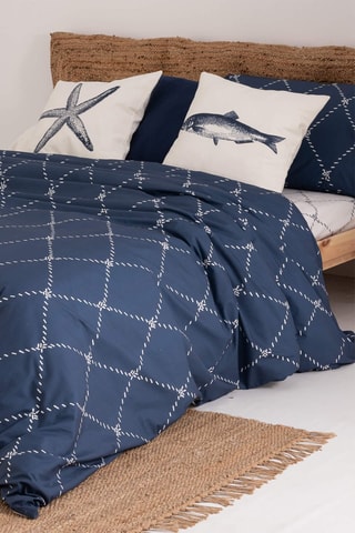 Housse de couette en satin de coton 157 fils/cm² Benicàssim - Bleu cobalt