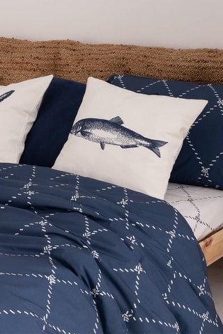 Housse de couette en satin de coton 157 fils/cm² Benicàssim - Bleu cobalt
