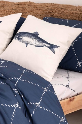Housse de couette en satin de coton 157 fils/cm² Benicàssim - Bleu cobalt
